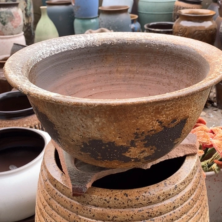 紫砂花盆高14口30手工