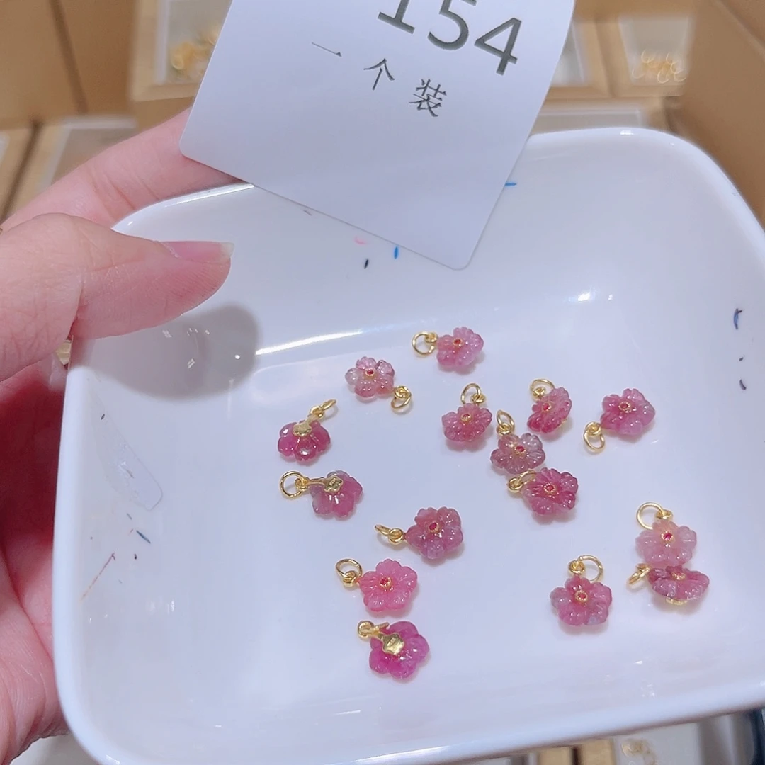 银S925镀金镶嵌珠宝半成品水晶154 。