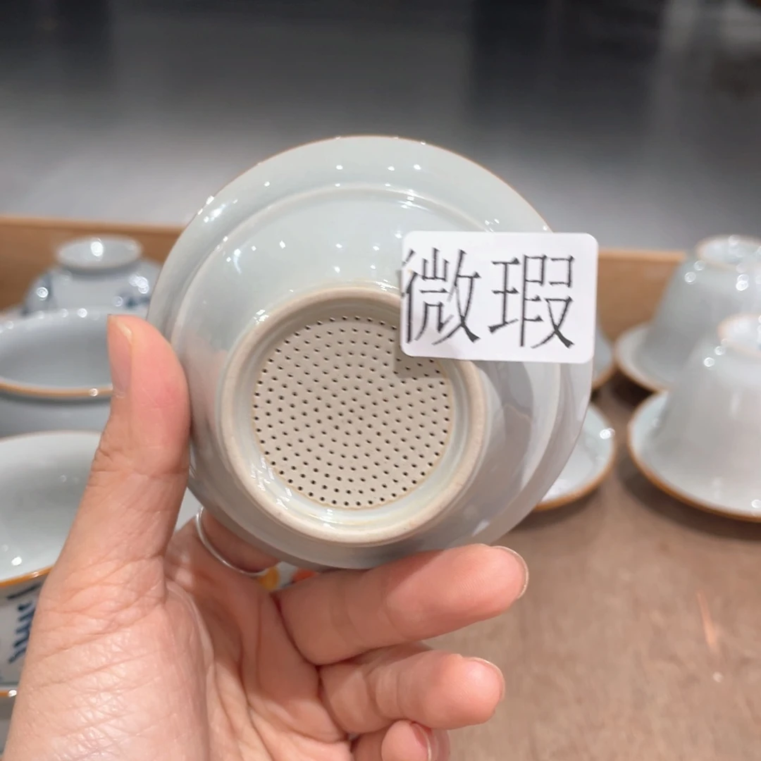 釉下彩纯手绘有瑕