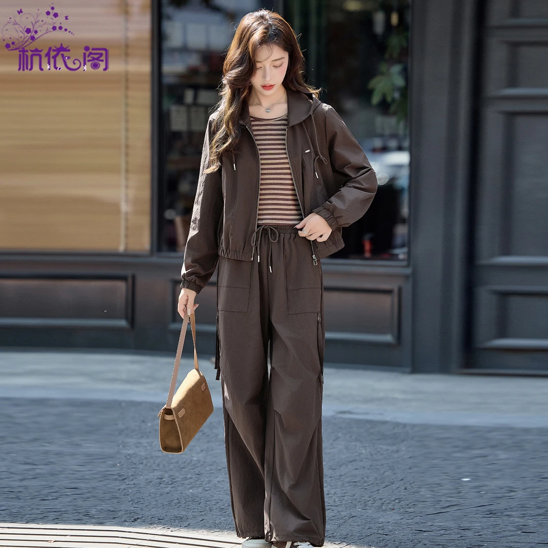 时尚套装三件套女秋2025新款运动休闲工装洋气减龄时髦穿搭一整套