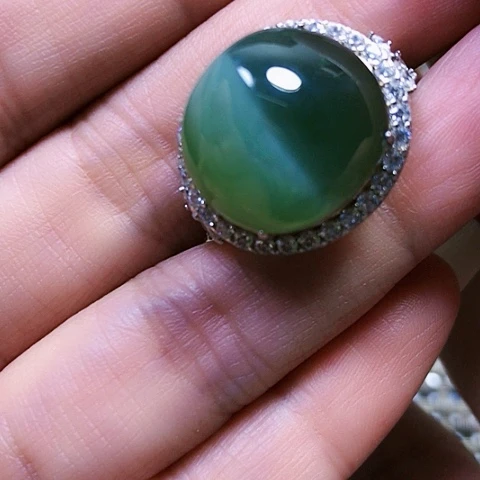 和田玉银S925镶嵌戒指