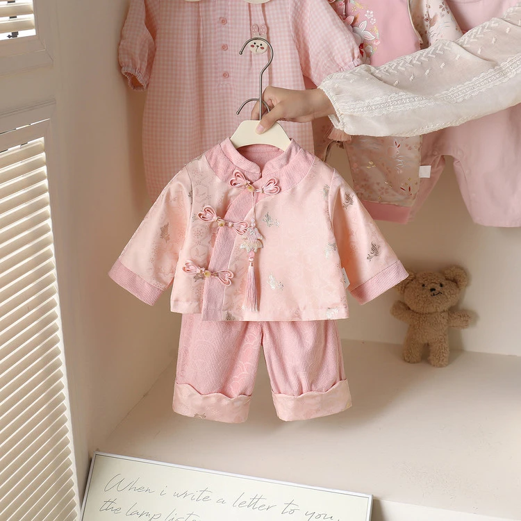 宝宝周岁礼服女中式国风时髦秋装婴童衣服春秋唐装满月百日宴套装