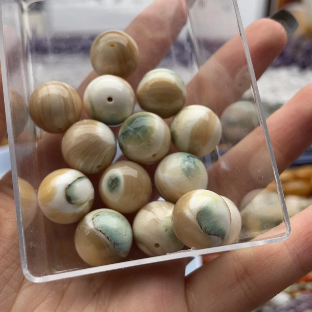 玛瑙/玉髓合金珠宝半成品2个装卡14翡翠螺圆珠