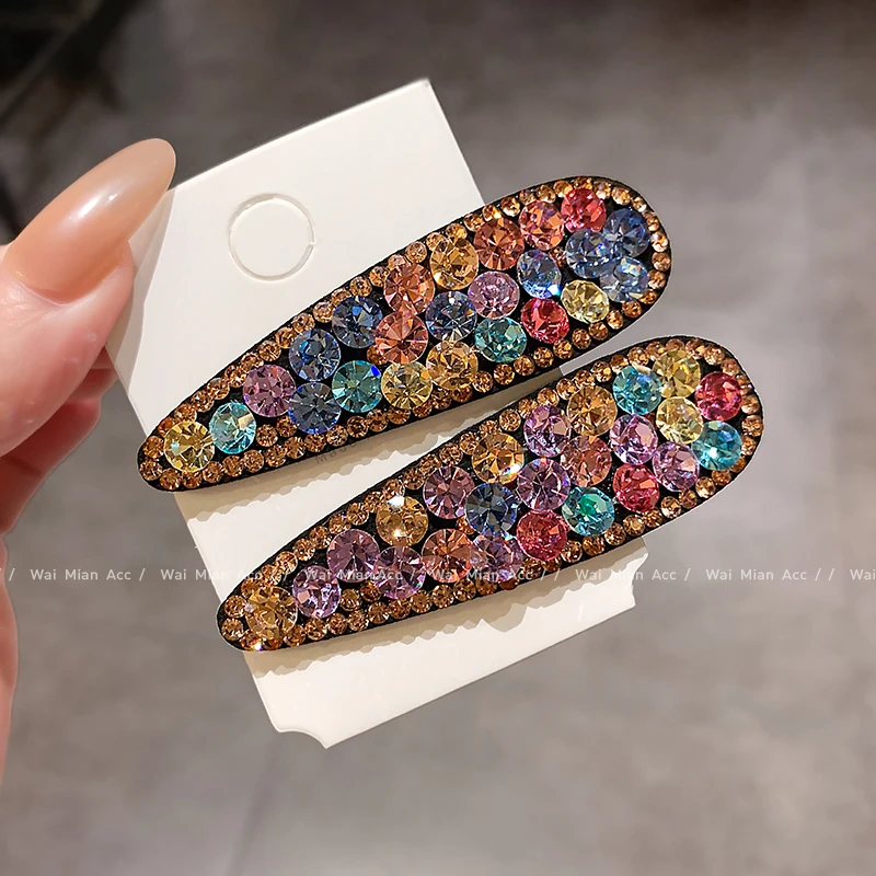 精致捷克彩钻BB夹高级感发夹掰掰夹侧耳边夹刘海夹女后脑勺一字夹