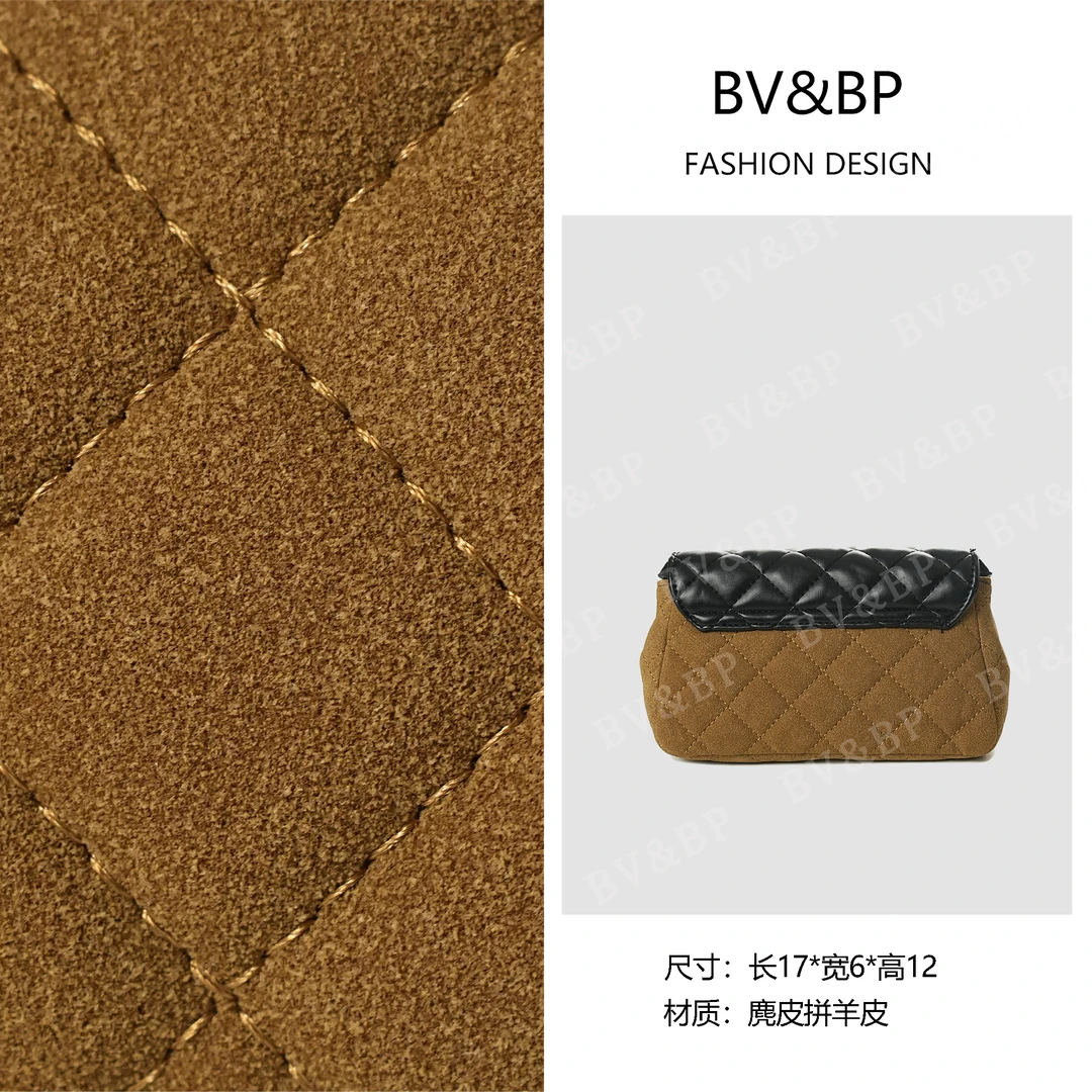 BV&BP· 原创设计 真皮高定单肩斜跨包 BV083-黄棕色