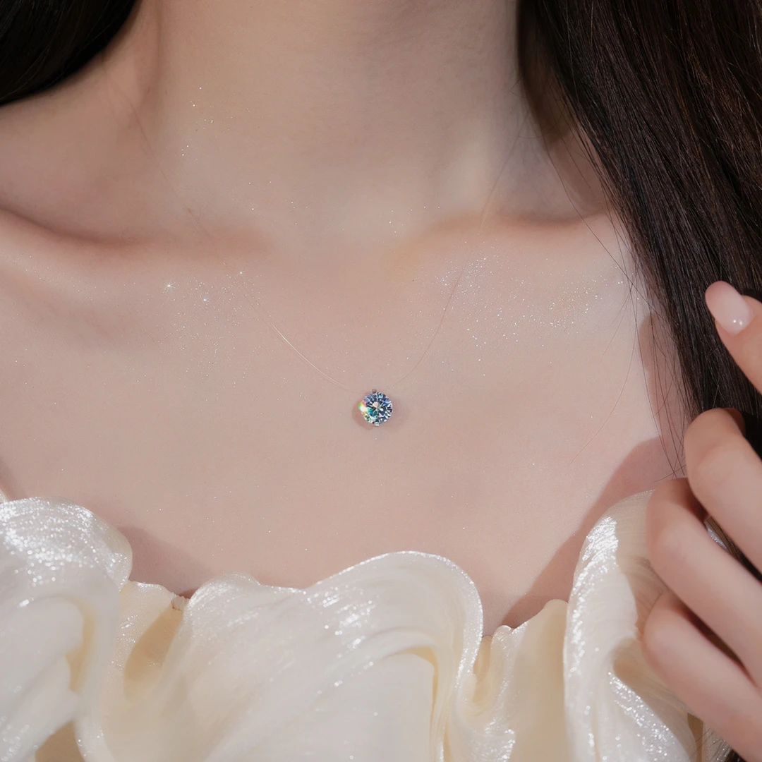 925银莫桑石  人鱼之泪项链莫桑孙俪同款高定饰品人鱼项链