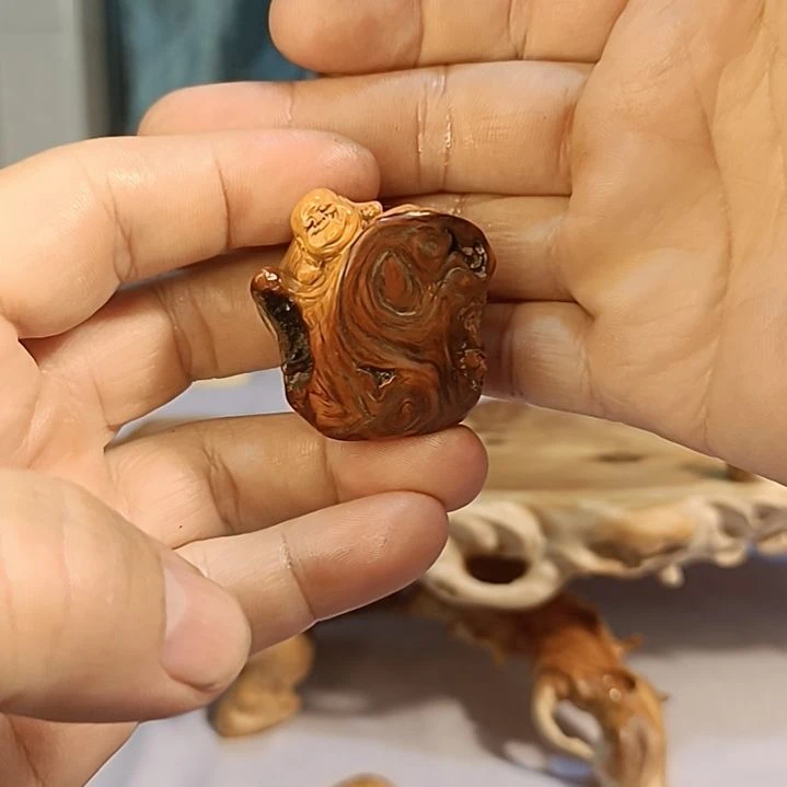 太***艺柏木（崖柏）太行崖柏笑佛手把件