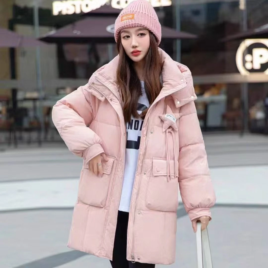 （样衣）冬季时尚韩版羽绒服连帽中长款加厚保暖外套025款