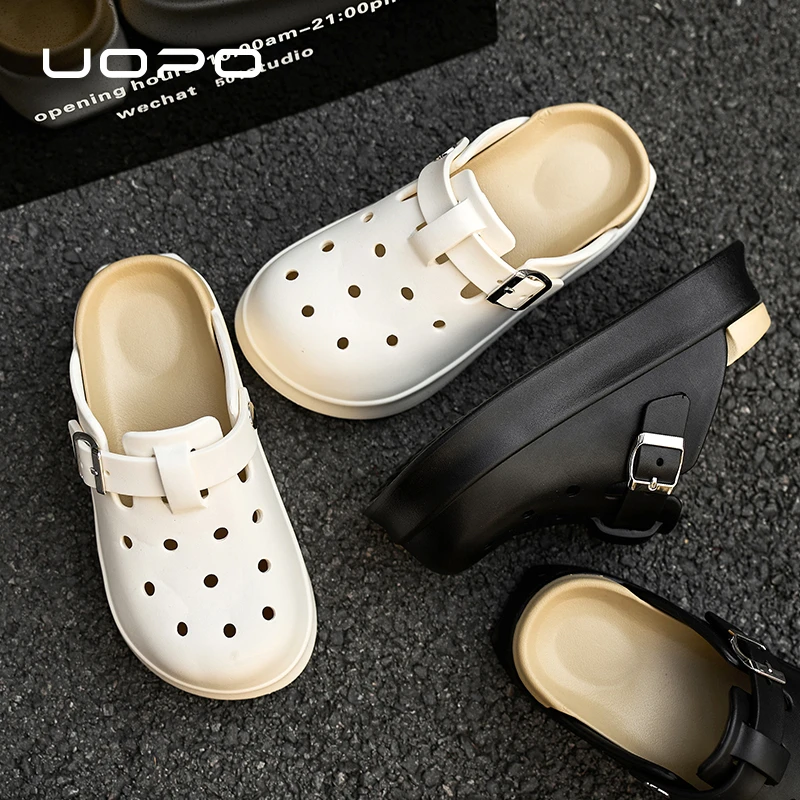 攸朴透气洞洞鞋女士包头半拖鞋透气防滑厚底凉拖鞋外穿沙滩拖鞋女