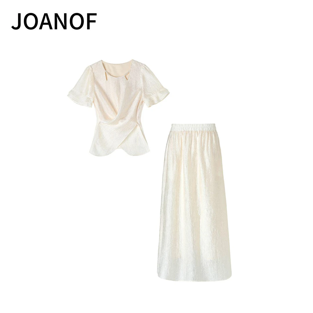 JOANOF通勤休闲风时尚轻奢部落风重工短袖复古套装A25W0093-ws