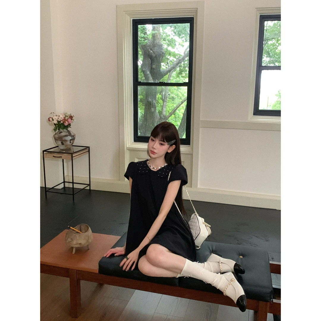 【赵小小&黑巧泡芙】28186 甜美波点花苞学院风娃娃领衬衫连衣裙