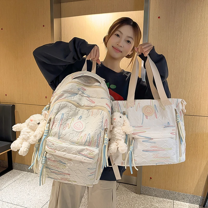 高颜值书包女初中生韩版森系大容量背包高中小学生时尚轻便双肩包