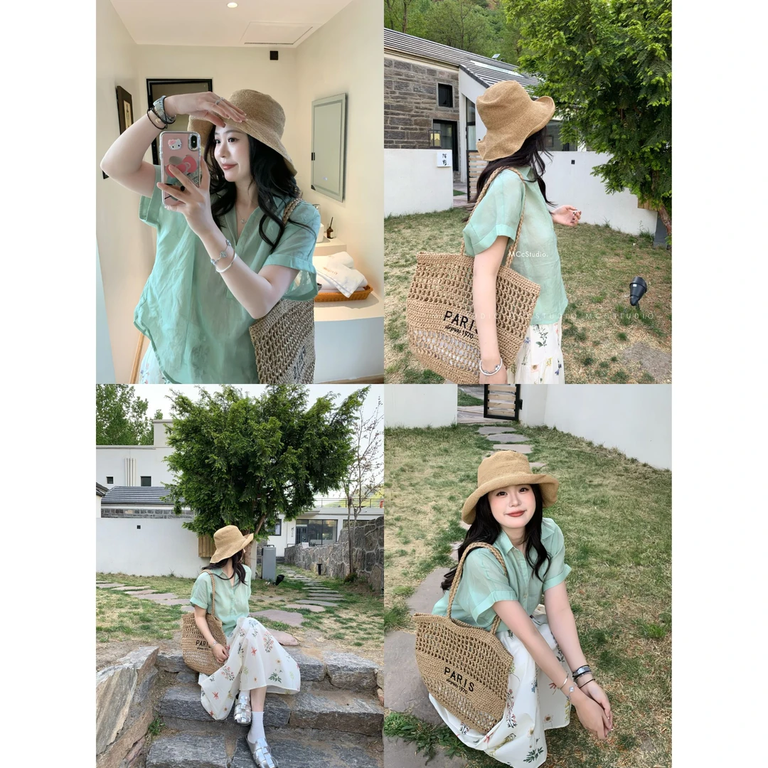 MCc《薄荷糖衬衫》清新！麻料浅透衬衫#3019
