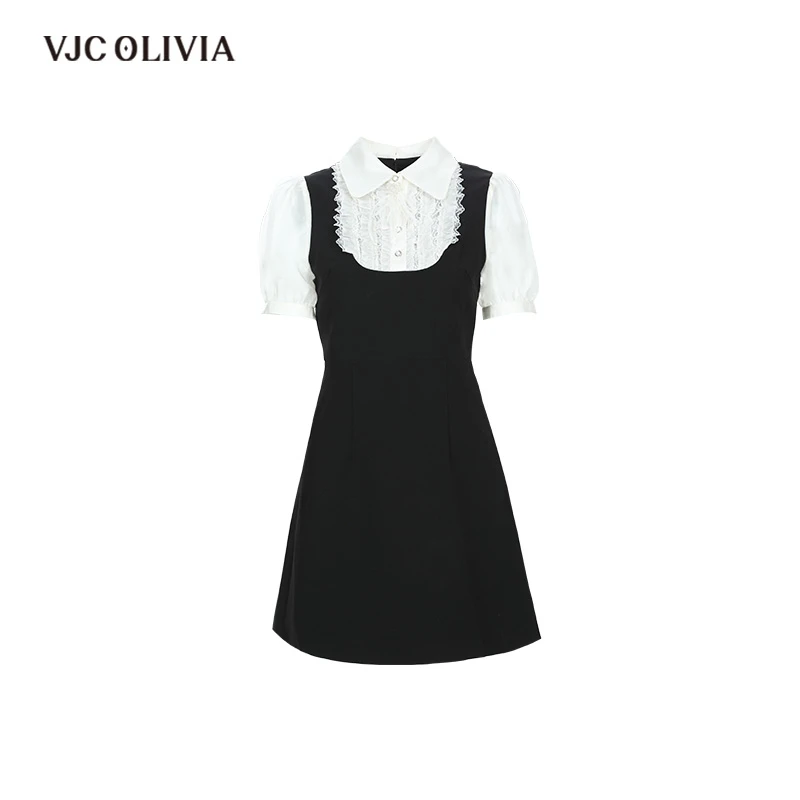 【美娇粉丝专属】VJC OLIVIA小黑裙宫廷风羽毛胸针轻奢女连衣裙