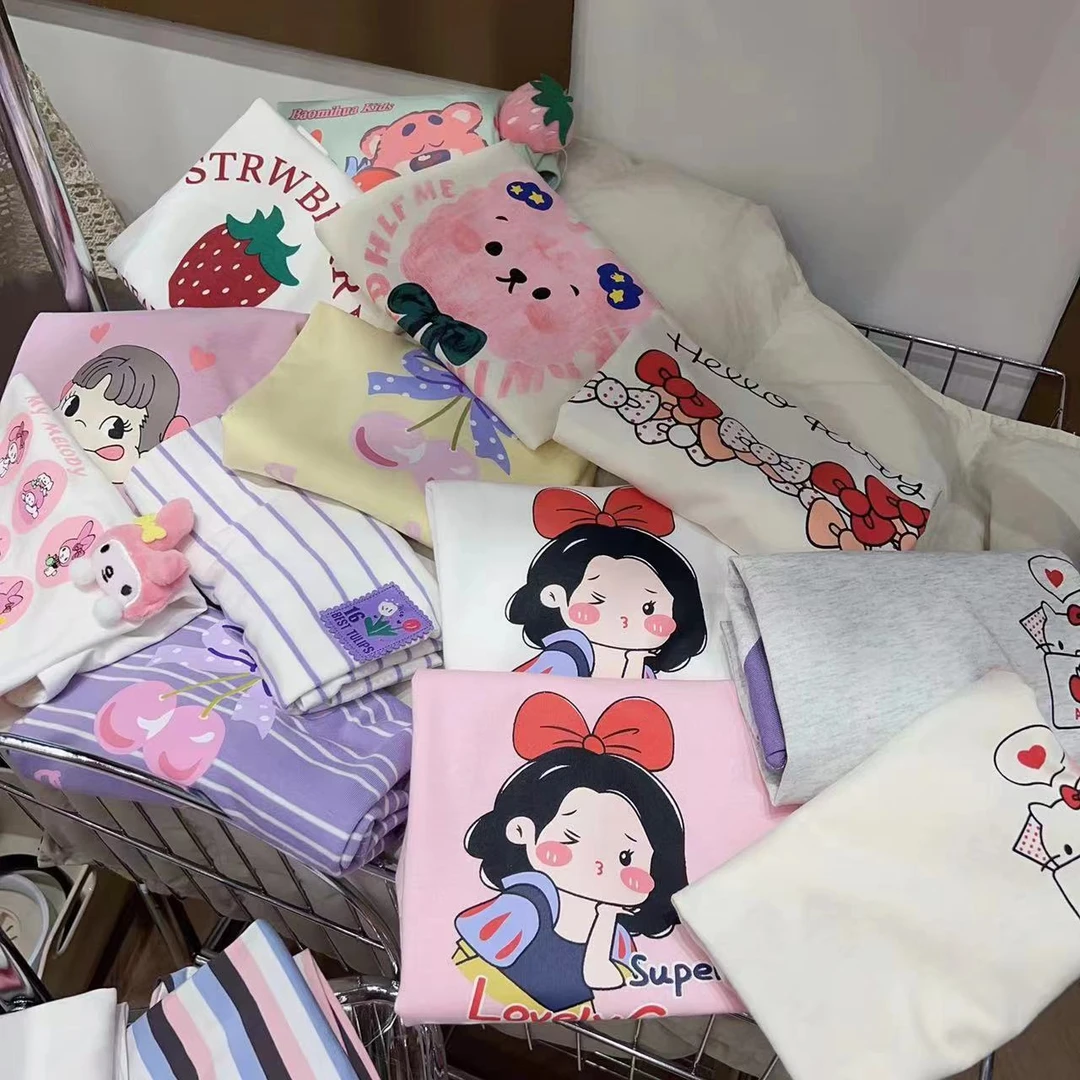 单件【001-200】2025新款儿童时尚圆领纯棉T恤短袖