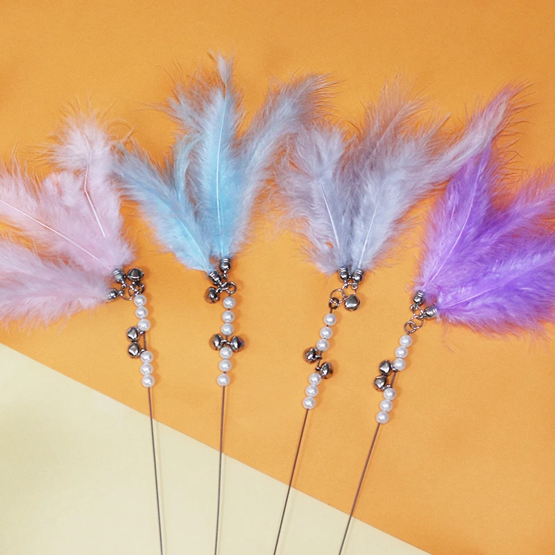 仙女长杆带铃铛羽毛逗猫棒