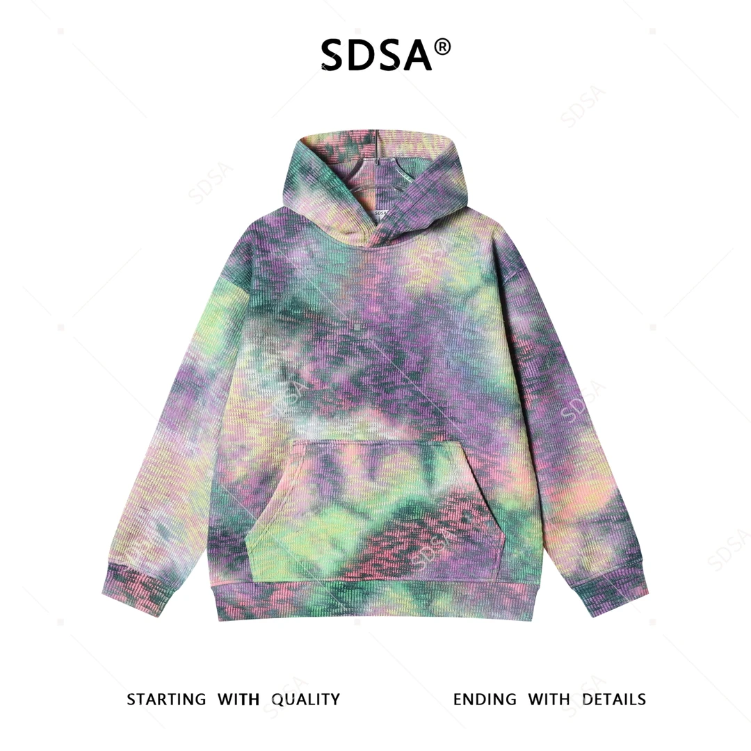 SDSA男士秋冬新款痞帅男装美式潮牌炫彩设计连帽卫衣百搭时尚上衣