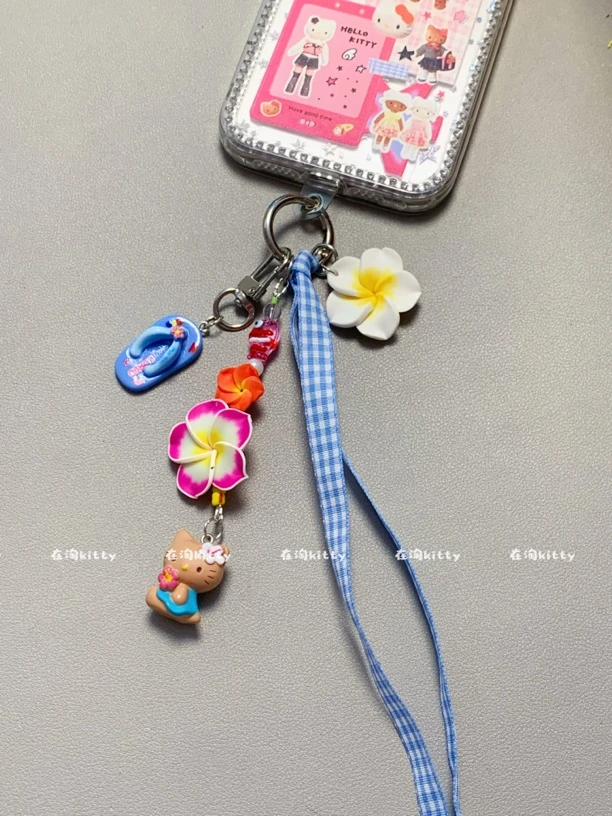 夏日海岛黑皮hellokitty手机挂件包包挂件挂饰太阳花ccd挂链