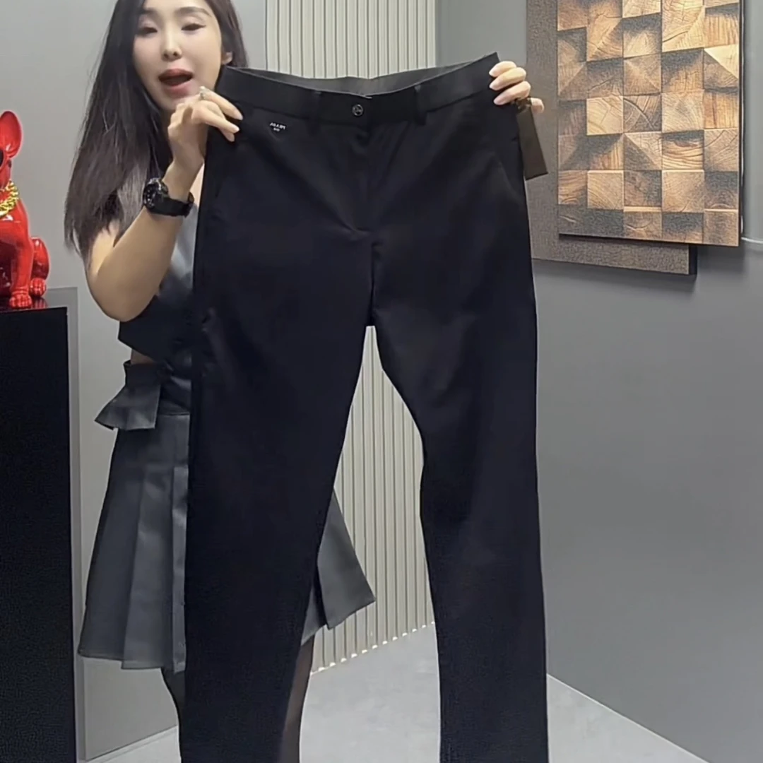 【阿楠】男士夏季薄款冰丝休闲裤时尚百搭轻奢黑色弹力修身直筒裤