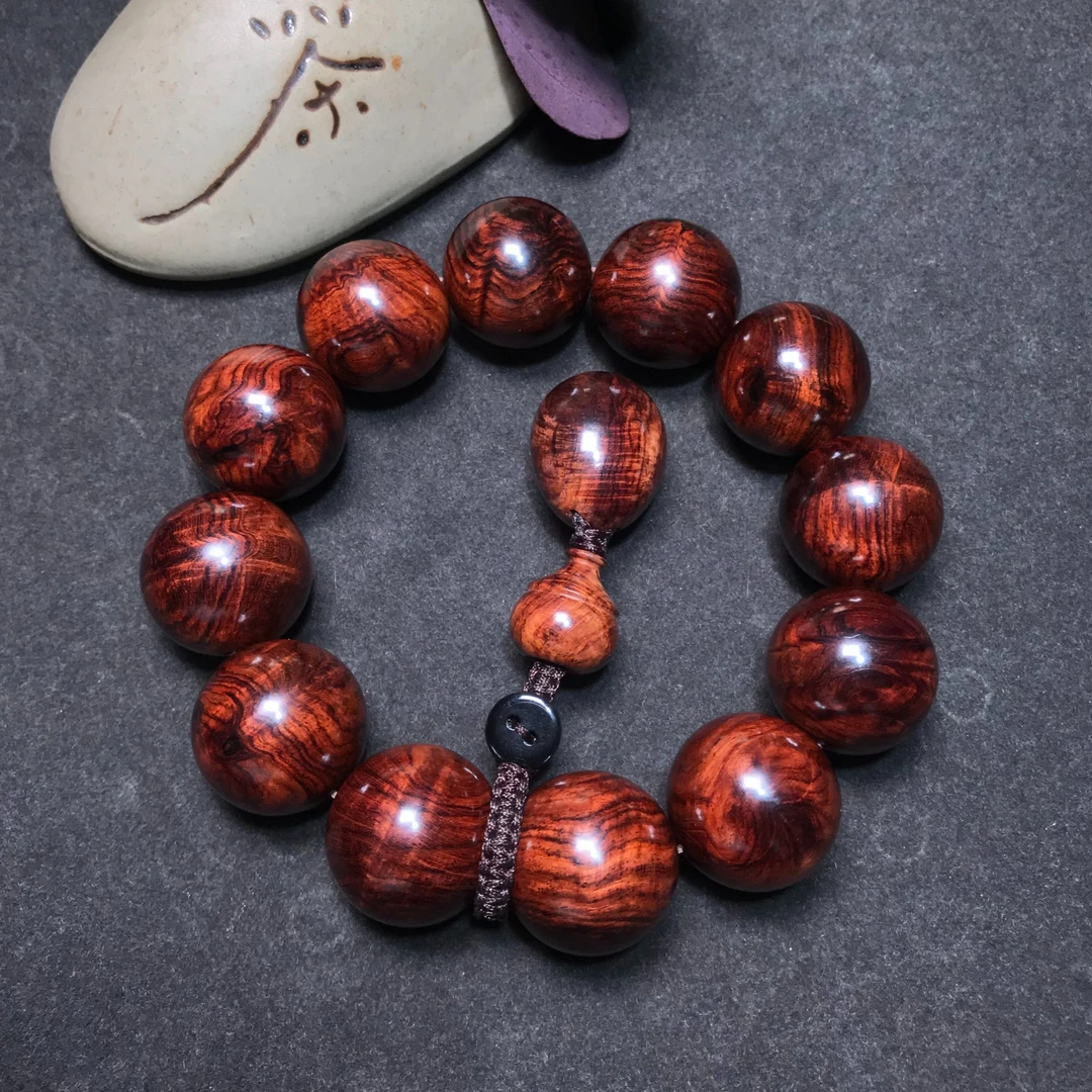 【一物一拍】FS211海南黄花梨紫油梨水波留疤黑线2.0手串