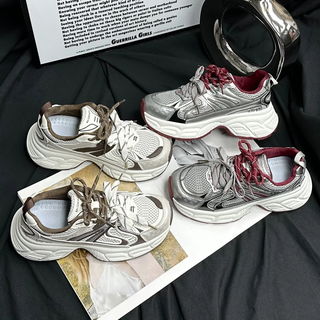 【Nui】老爹鞋2025新款皮网拼接春夏季爆款厚底潮流女休闲风运动鞋