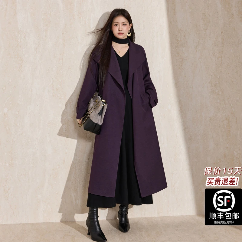 蓝语大码女装显瘦毛呢大衣中长款过膝女毛呢外套宽松呢子秋冬