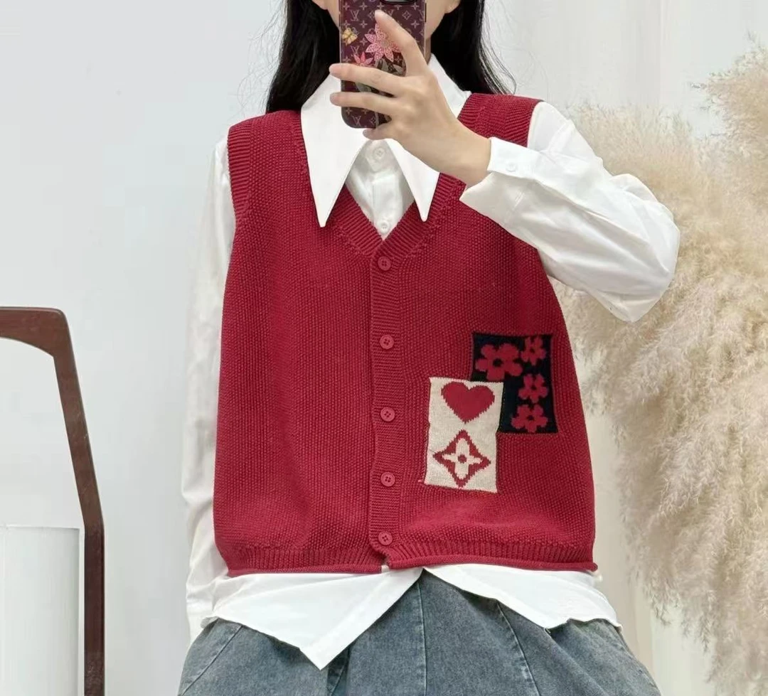 春季时尚休闲百搭针织复古宽松纯色开衫马甲