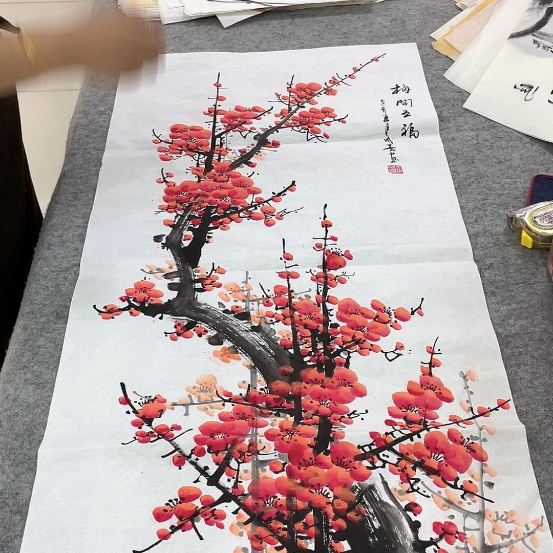 书法纯手绘山水花鸟