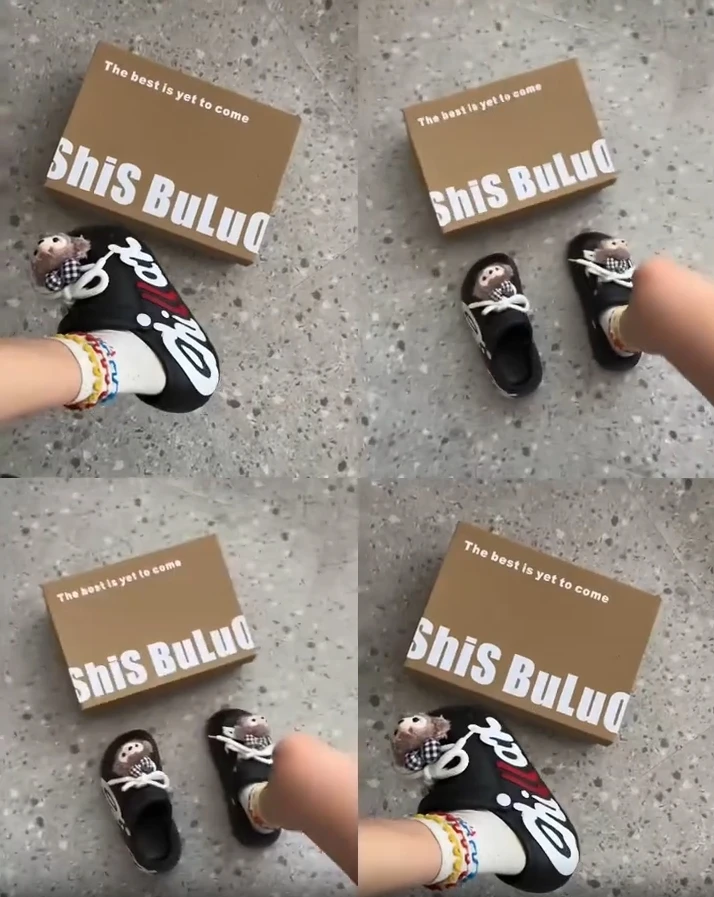 2025年夏季卡通可爱描漆雪莉玫包头拖外穿女新款爆款时尚百搭学生