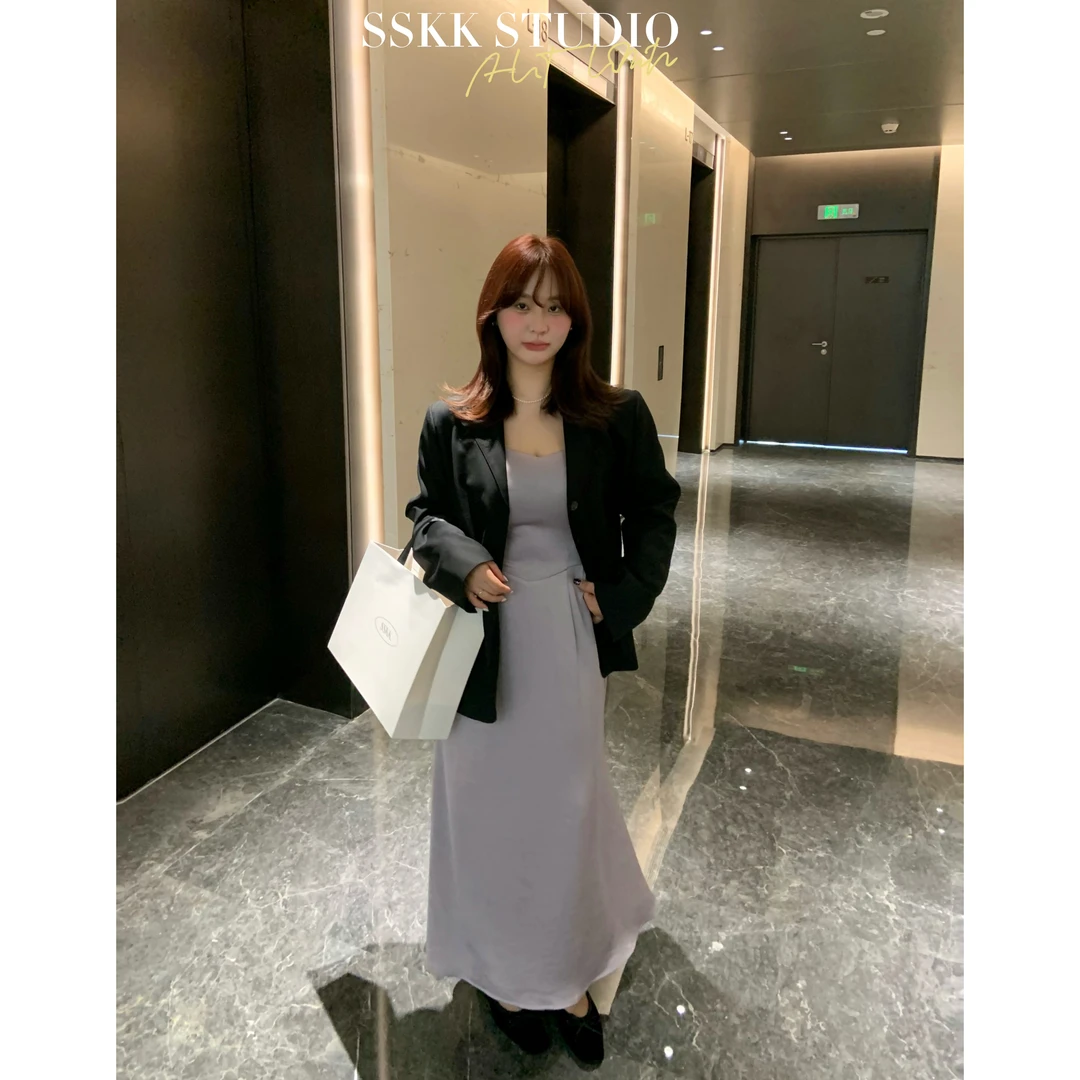 KMZY/KMZY山_山【韩系淑女】微胖韩系高级感缎面轻奢气质内搭吊带裙