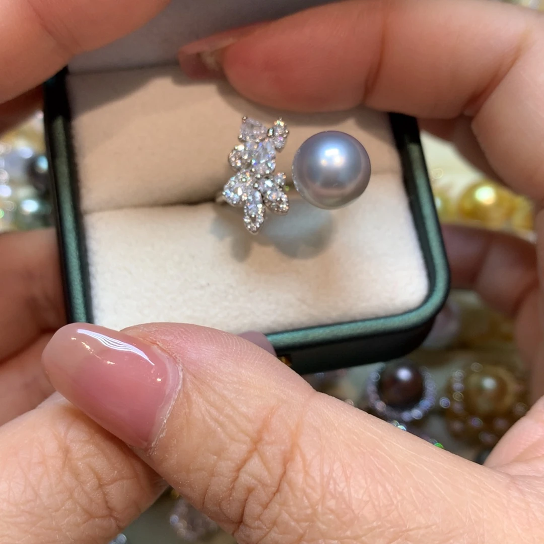 海水珍珠戒指银S925镶嵌