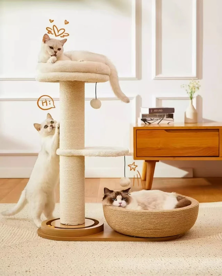 贝悠米剑麻猫抓板耐磨不掉屑猫爬架猫窝一体家用猫树猫抓板不掉屑