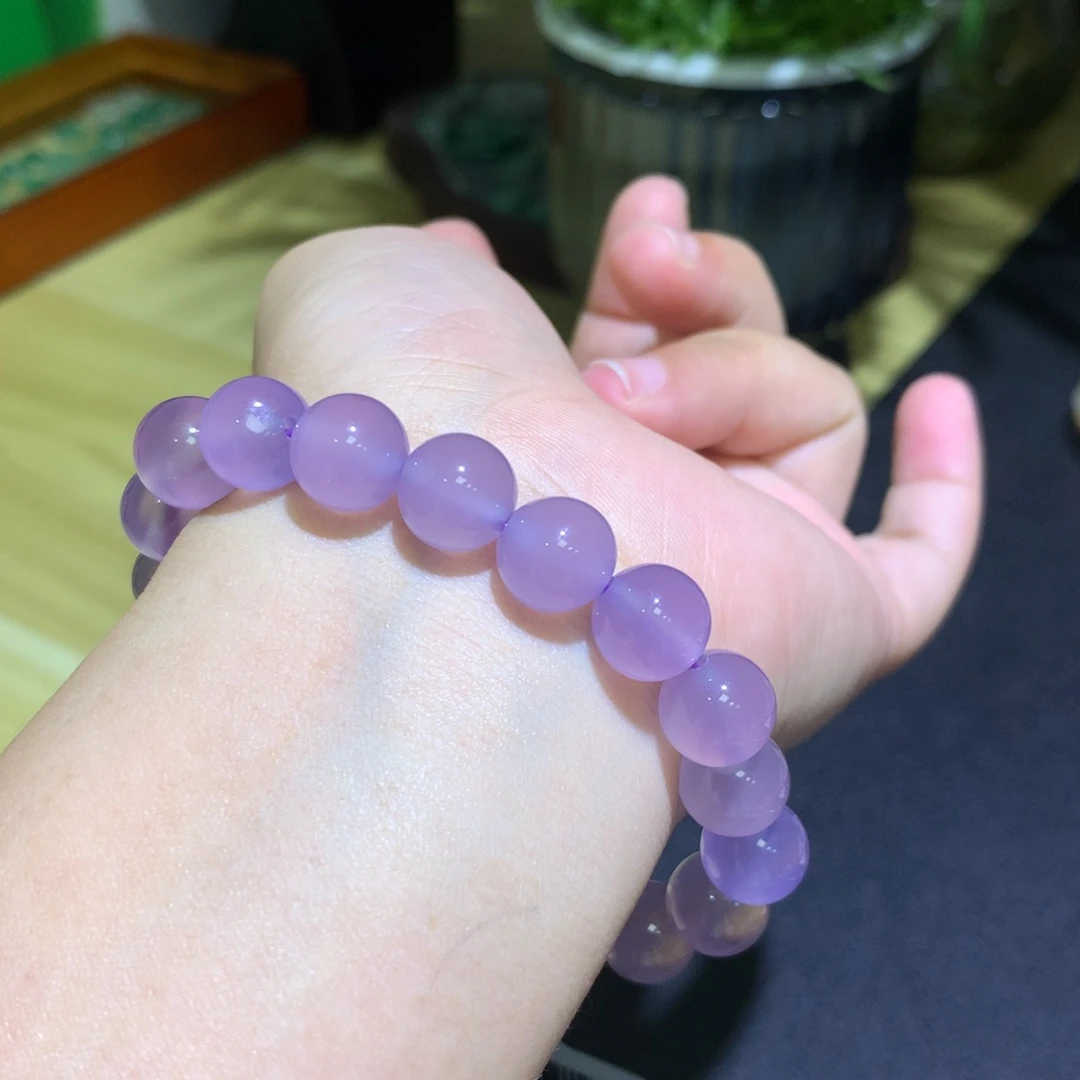 玛瑙/玉髓未镶嵌手镯卡10葡萄紫手串