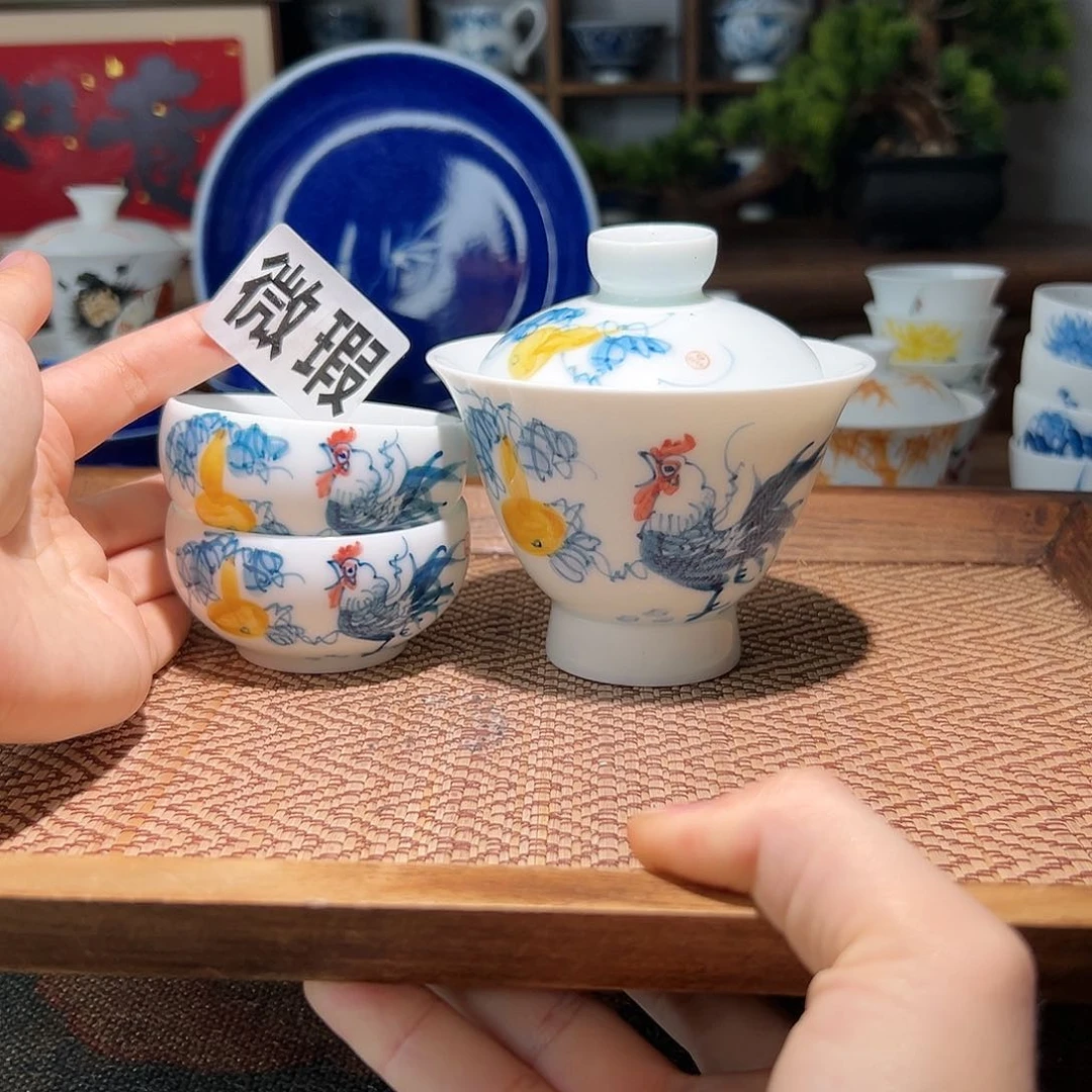 【闪购商品】微瑕 手绘 盖碗