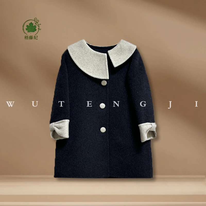 现货【夕照】【纯手工羊毛大衣】2024冬季新款女童双面呢外套24DN064