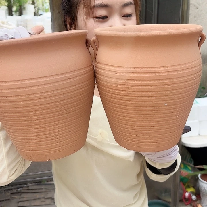 口径19 高21两个红陶耳