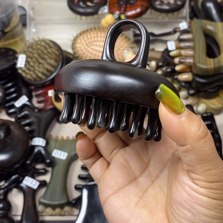 紫光檀28齿羊角梳齿