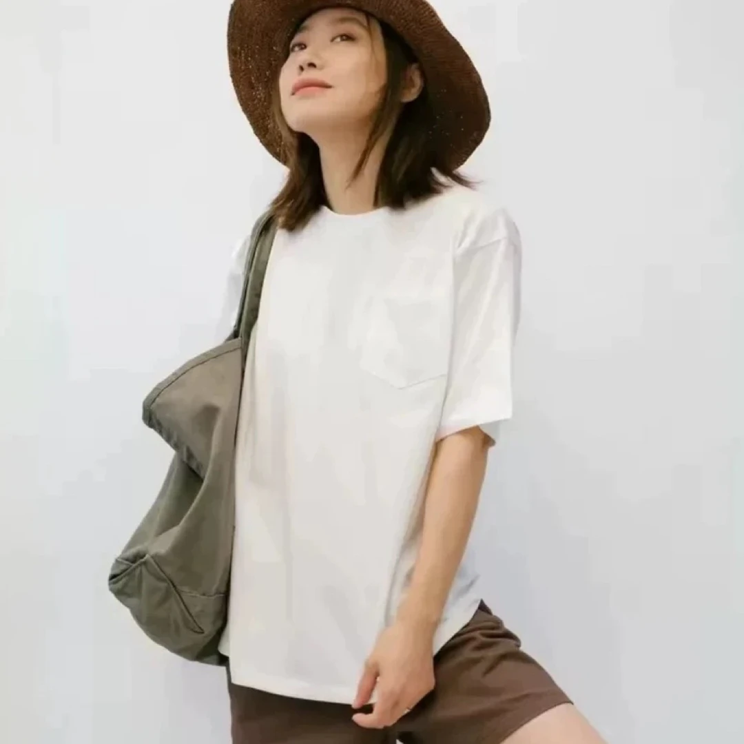 【北京阿玛施】新款女装时尚质感简约基础百搭口袋T恤530102