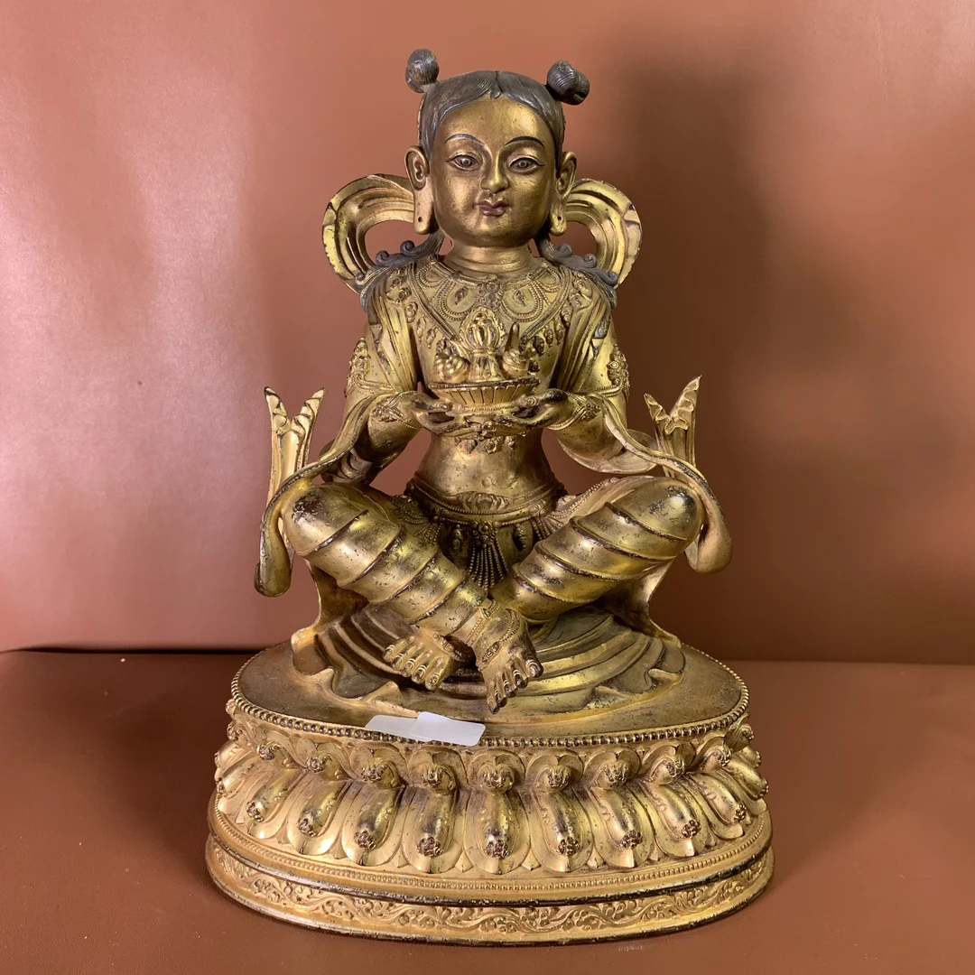 锦艺杂项-玉女（铜鎏金）