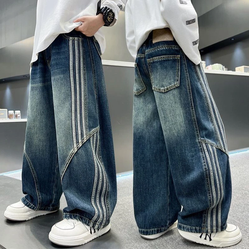 男童春秋款牛仔裤2025新款中大童牛仔裤儿童秋季阔腿裤痞帅男孩