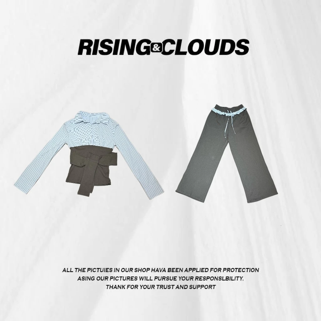 RISING&CLOUDS莎莎【隅之光】2025秋季显瘦时尚条纹套装090423