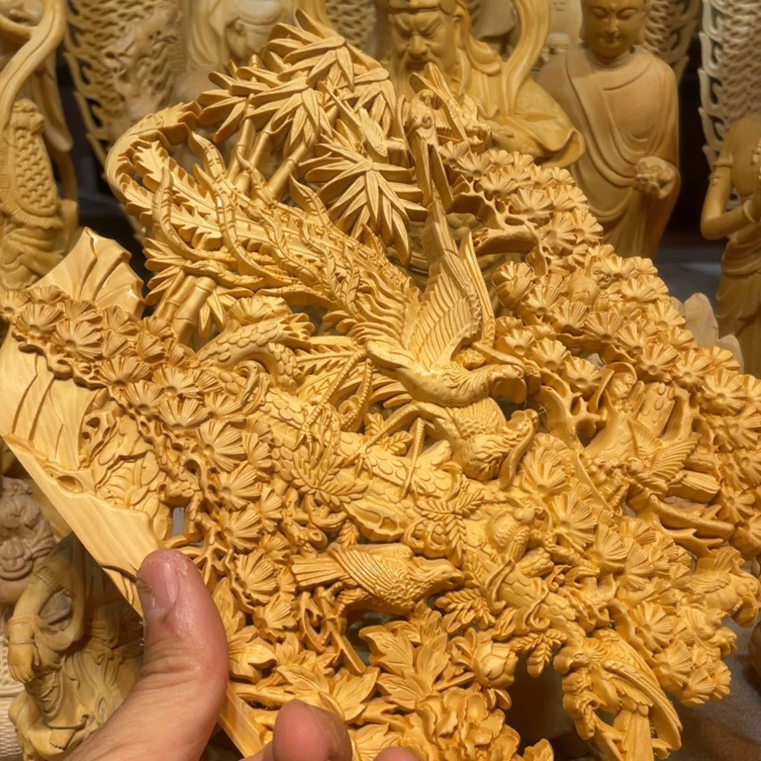 黄杨木百鸟朝凤图