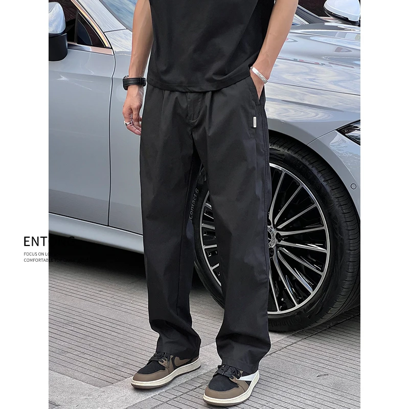 Entong美式街头复古宽松夏季薄款休闲裤男生显瘦做旧直筒vibe裤子