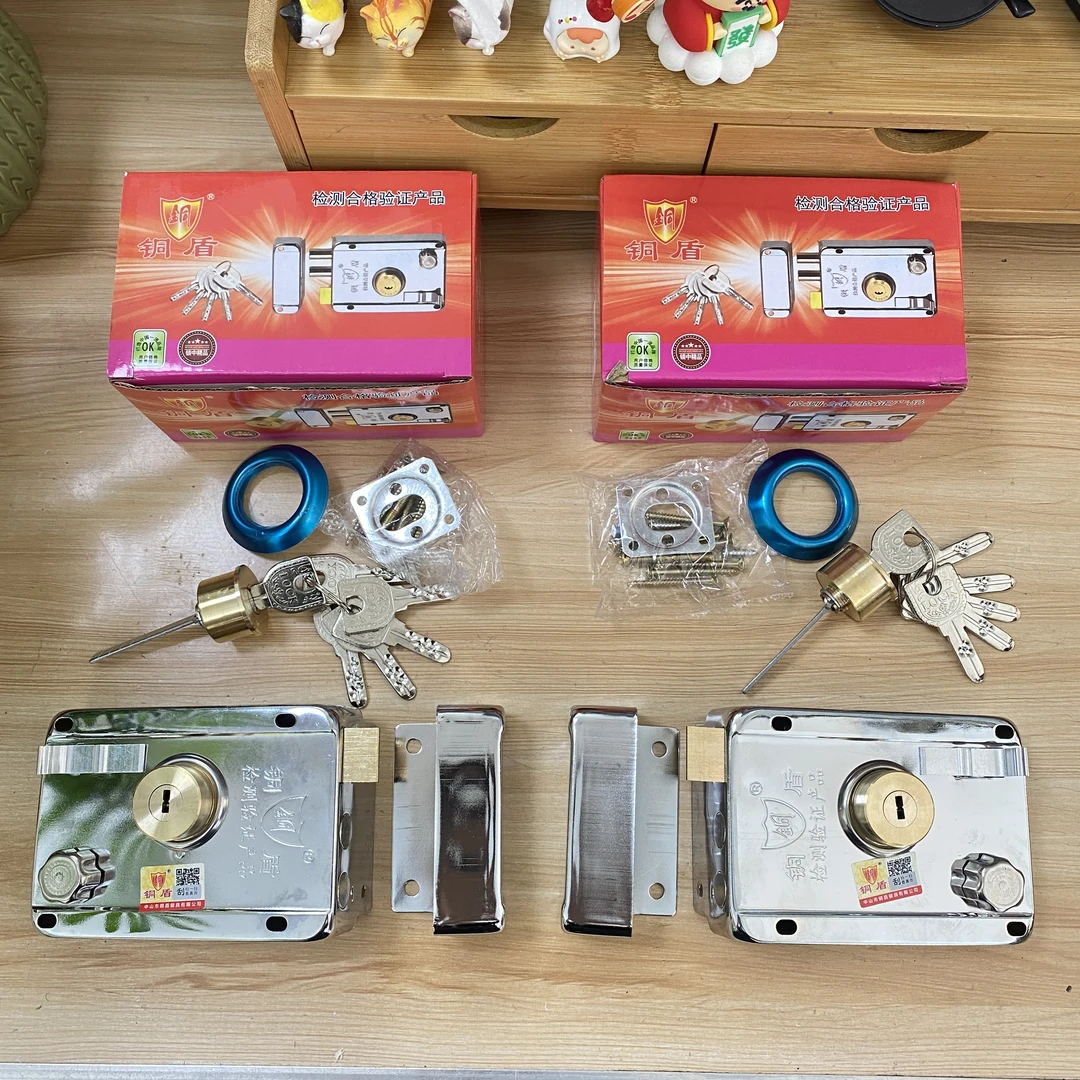 （拍一发五）外装门锁9219铁材质电脑槽10厚铜芯铜斜舌老式外装门