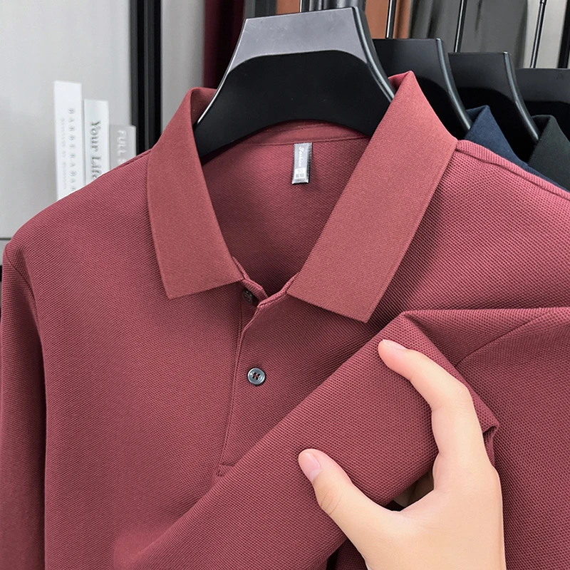 【下摆开叉】秋款100%纯棉t恤长袖男士休闲商务男士t恤长袖polo衫