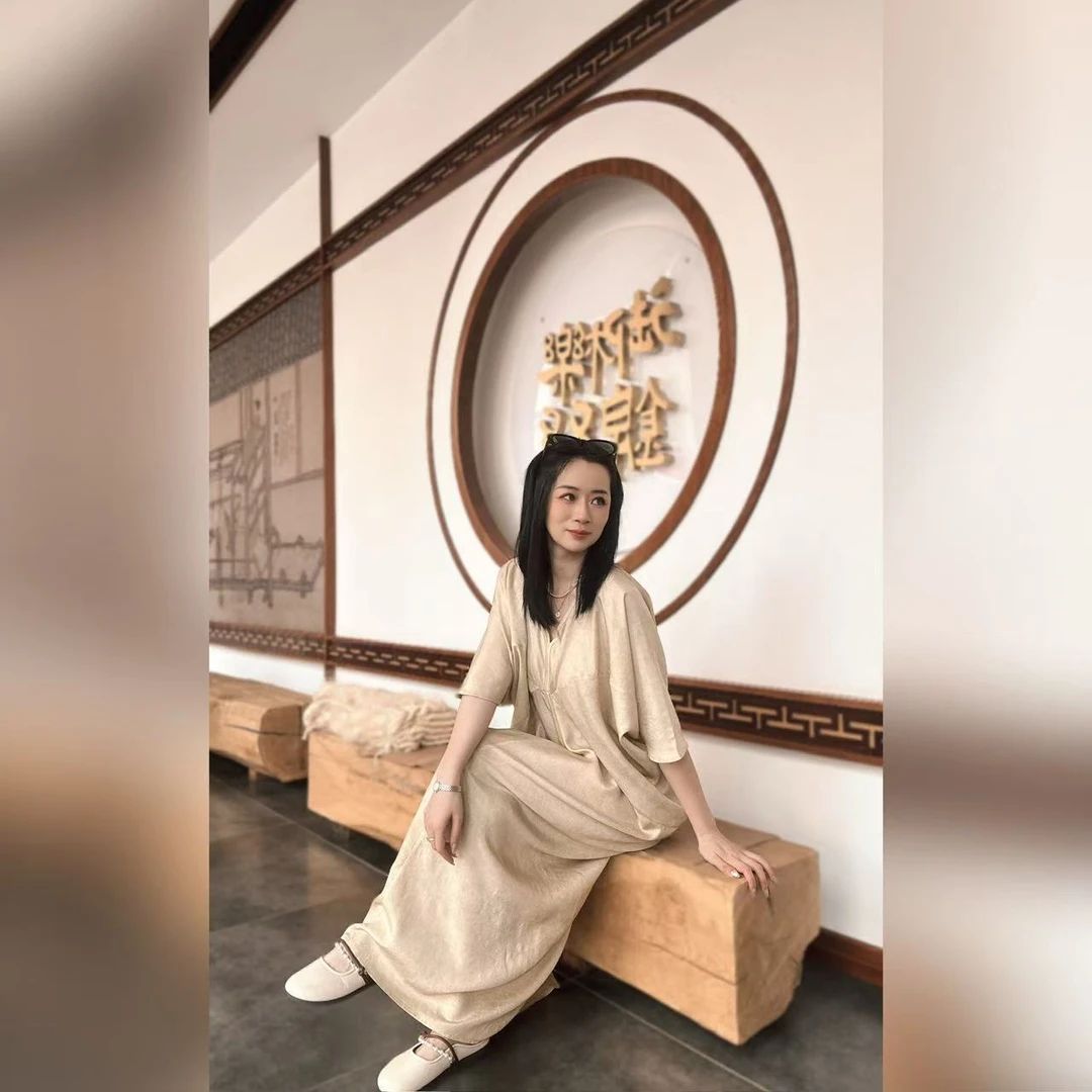 櫟丝御锦柞蚕丝夏季【脏染】显瘦长裙气质宽松时尚百搭连衣裙 25096