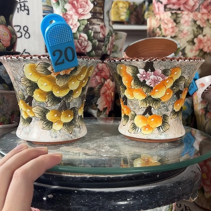 景德镇手绘花盆满38包邮偏远地区除外