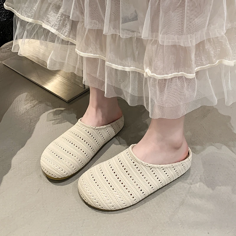 勃肯拖鞋女镂空编织半拖情侣日常舒适包头拖休闲包头透气增高夏季