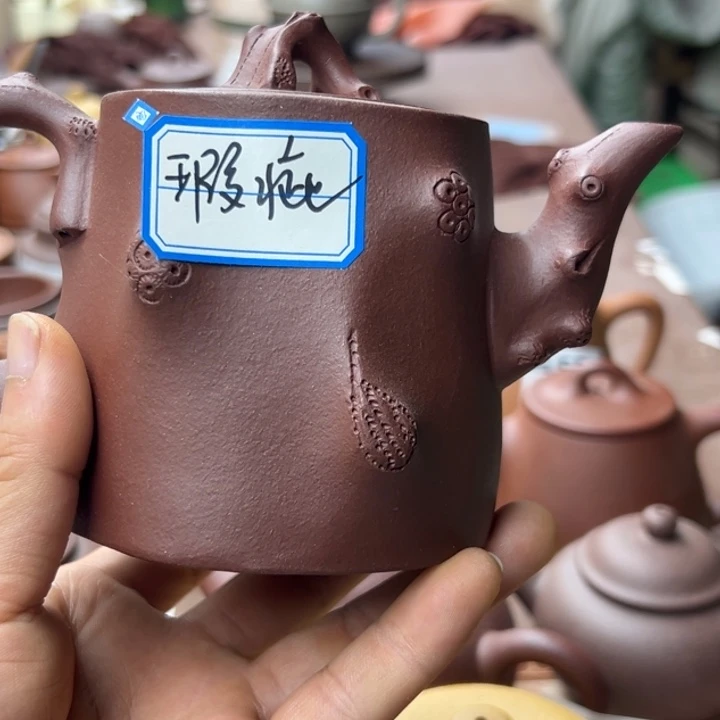 茶壶紫砂紫泥树桩340左右瑕疵