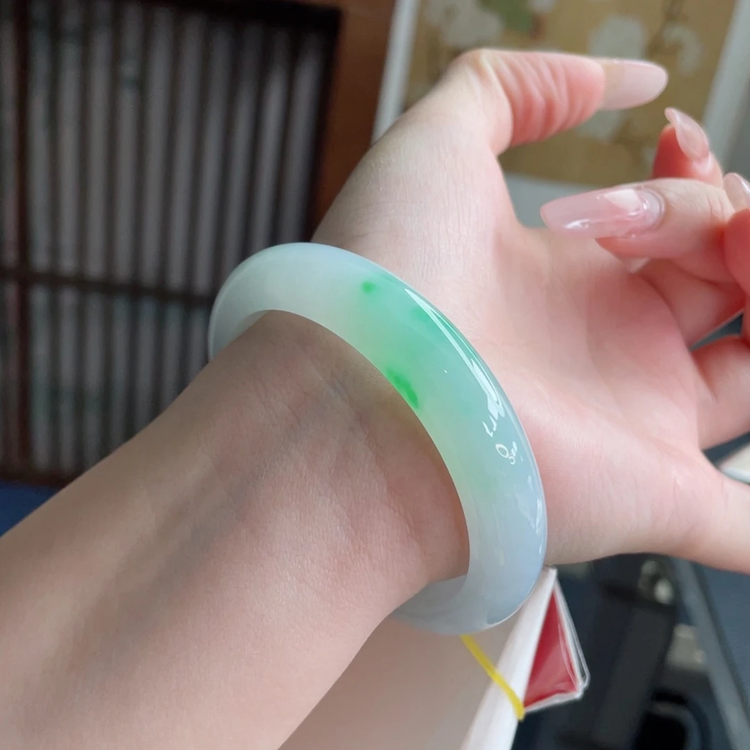 未镶嵌手镯翡翠55.6阳春白雪 肤如凝脂 中万天花板9号